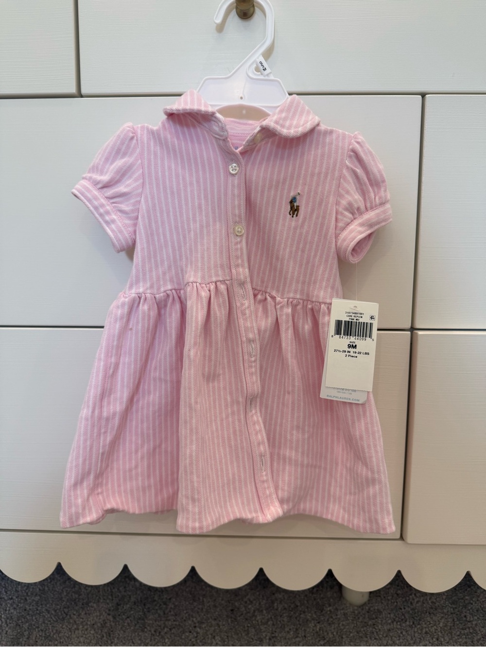 Ralph Lauren Pink & White Striped Polo Dress new w tags